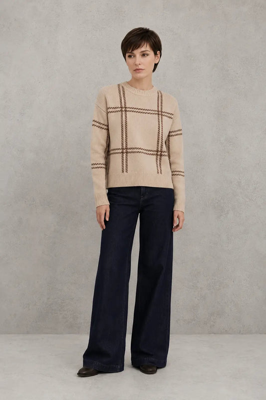 Isolde Plaid Drop-Shoulder Knit Jumper