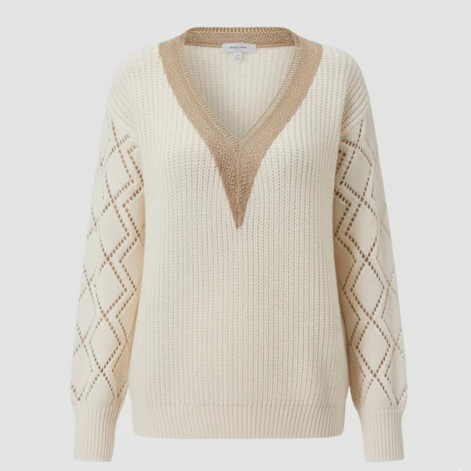 Refined Contrast-Trim V-Neck Jumper