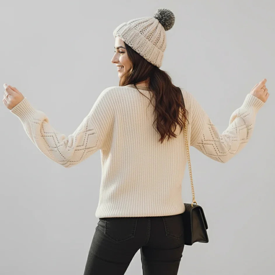 Refined Contrast-Trim V-Neck Jumper