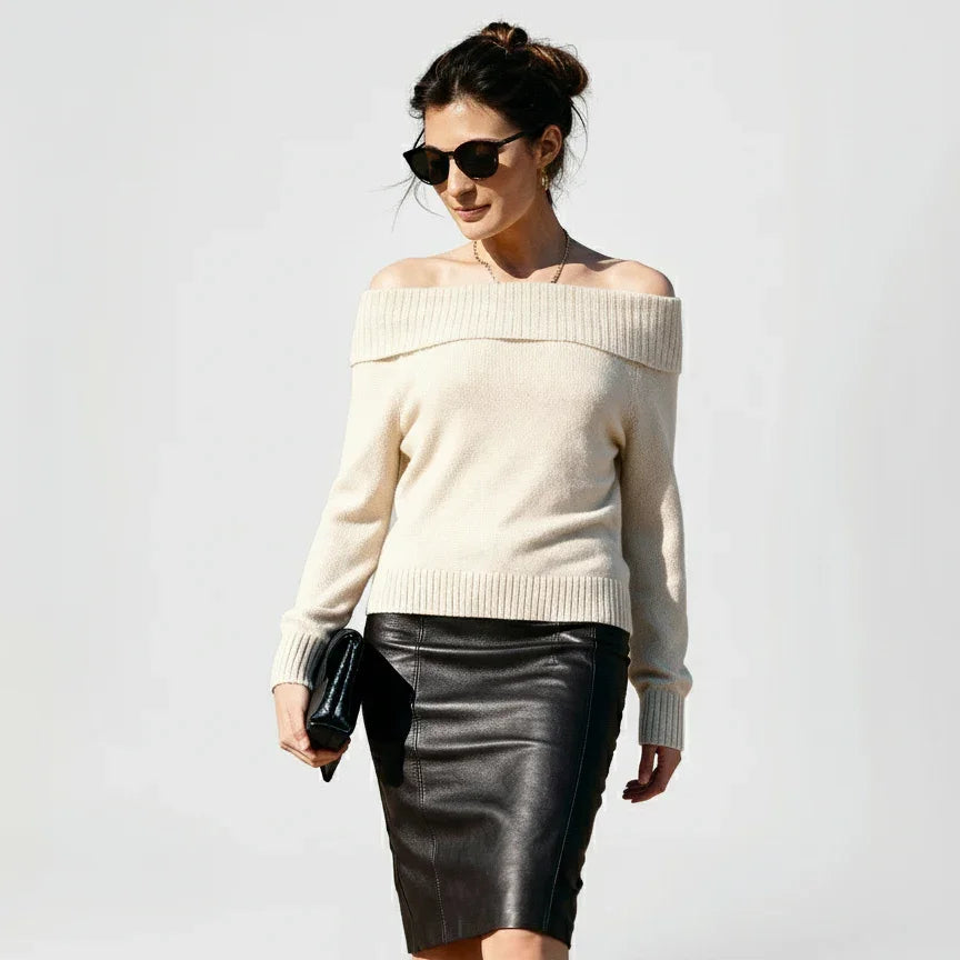 Elegant Off-Shoulder Knit Jumper