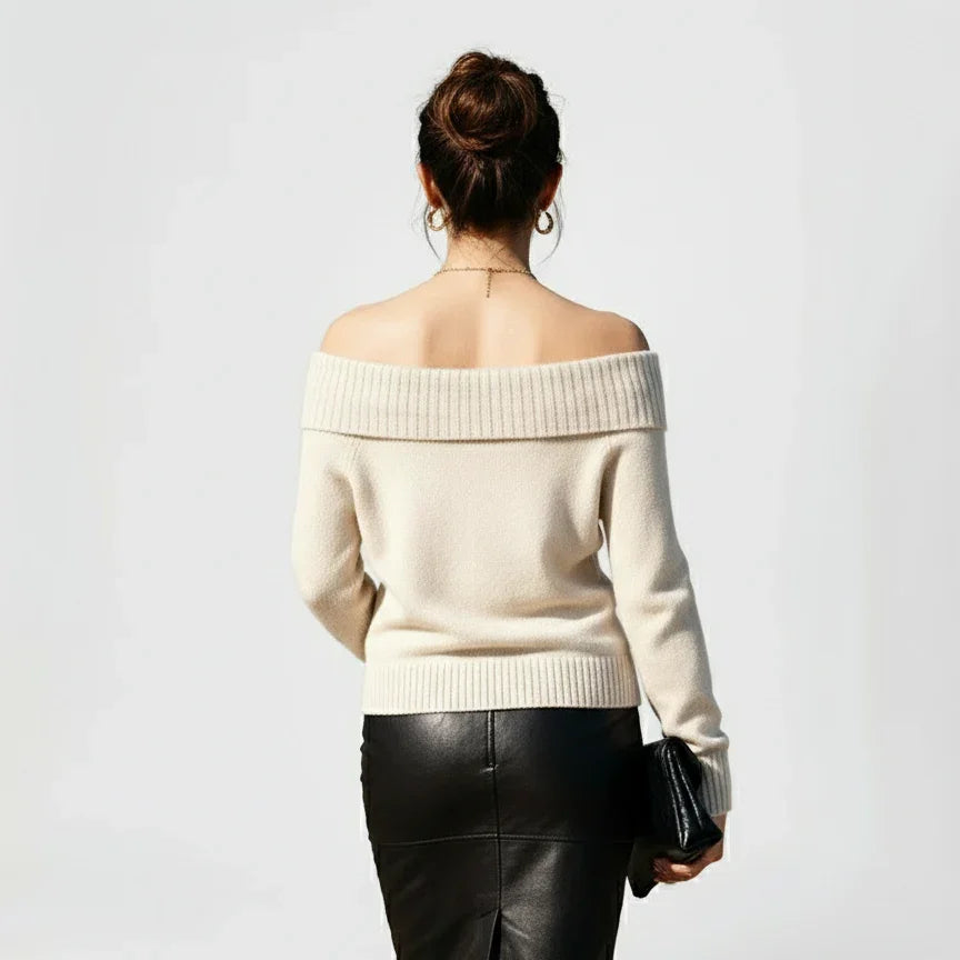 Elegant Off-Shoulder Knit Jumper