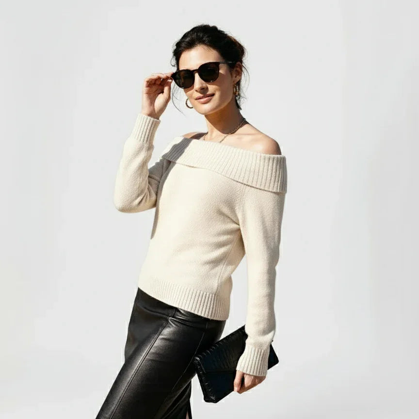 Elegant Off-Shoulder Knit Jumper