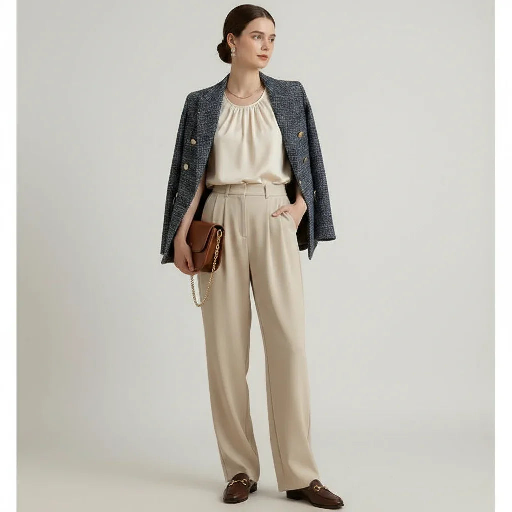 Elegant High Waist Suit Trouser