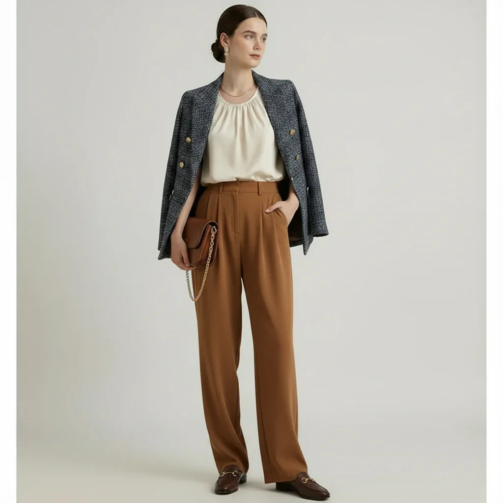 Elegant High Waist Suit Trouser
