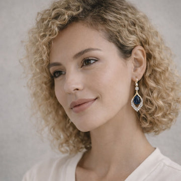 Heather Teardrop Statement Earrings in Gold Plate