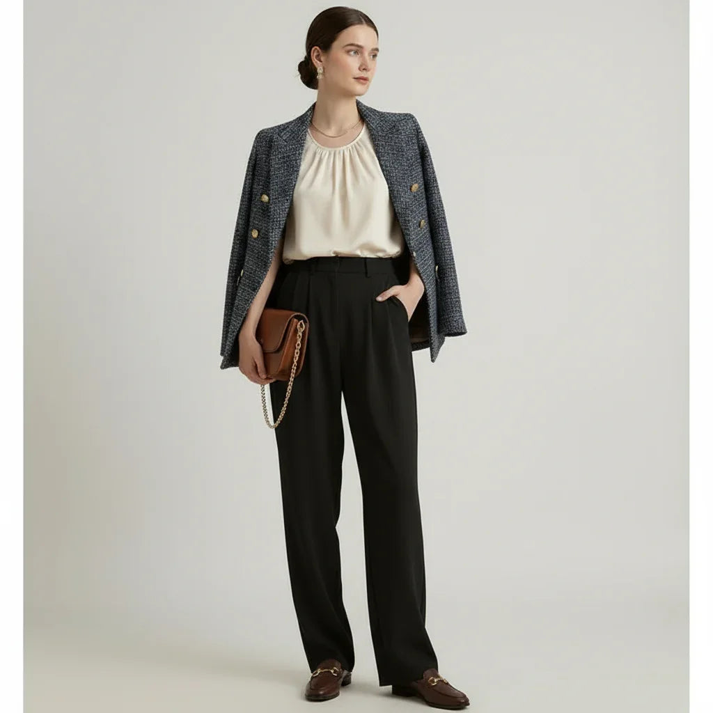 Elegant High Waist Suit Trouser