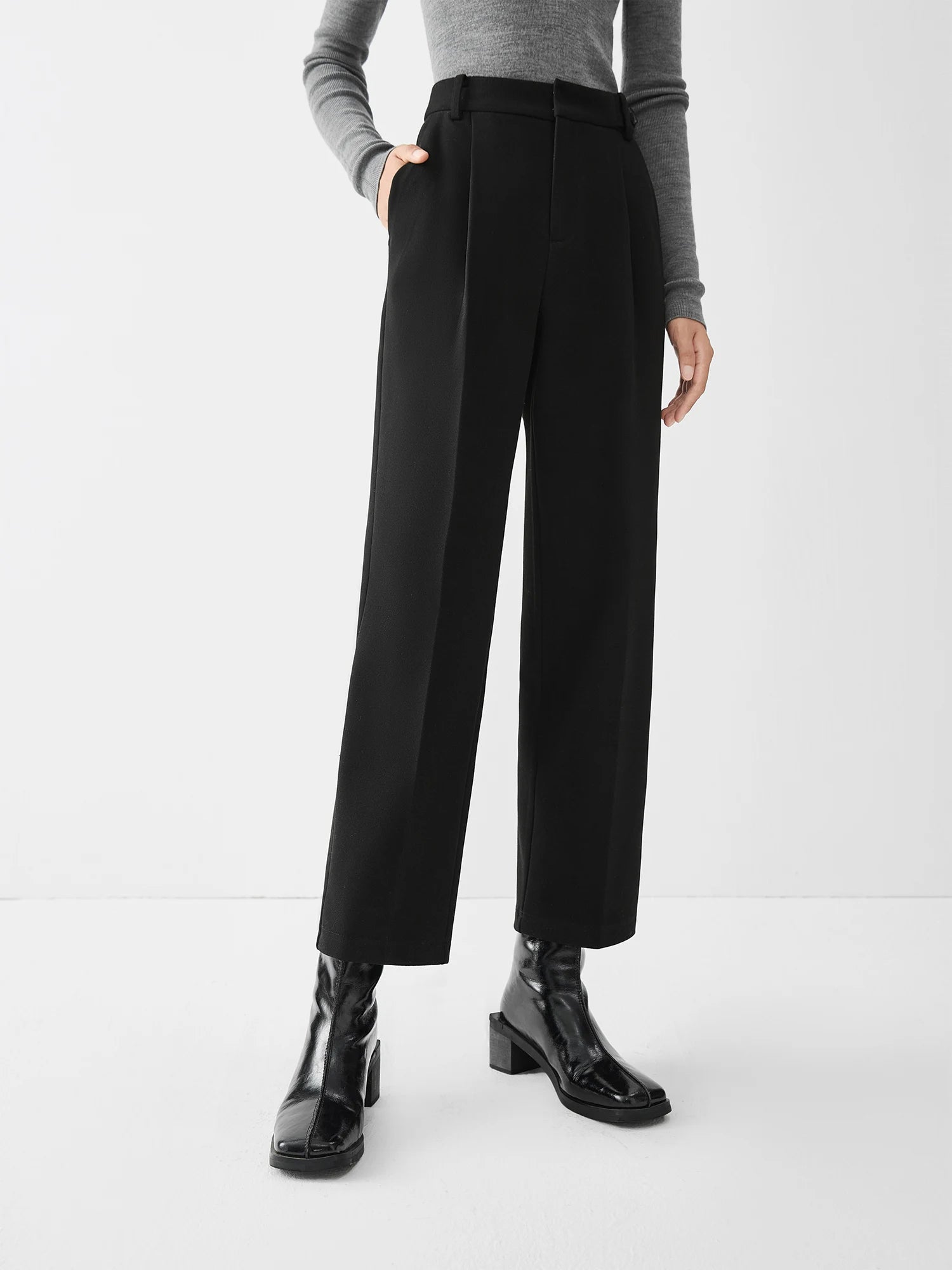 Refined High-Waist Tailored Trousers