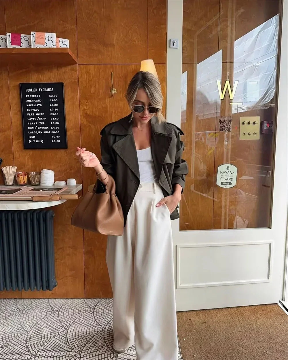 Short Vintage Double-Breasted Overcoat