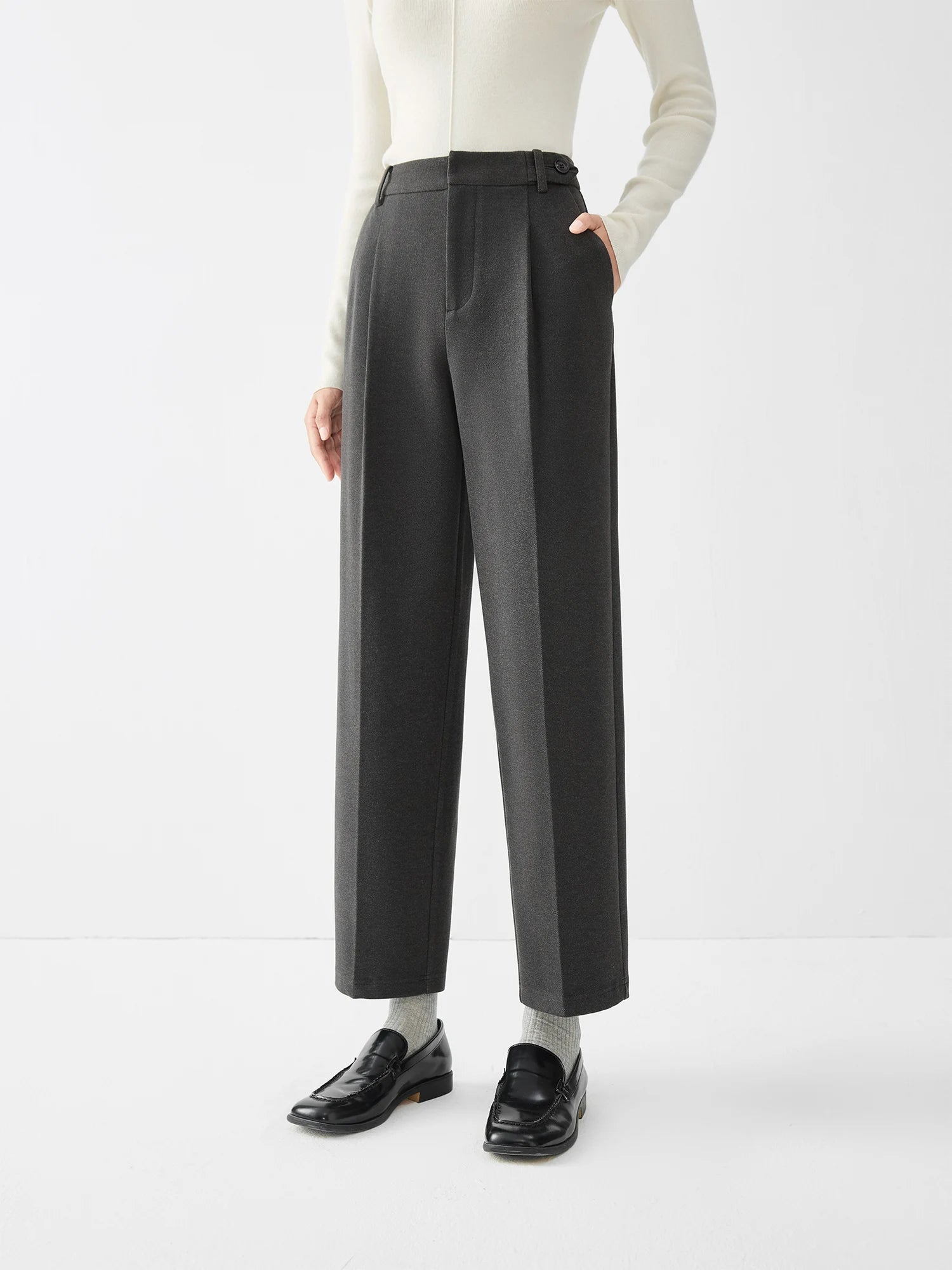 Refined High-Waist Tailored Trousers