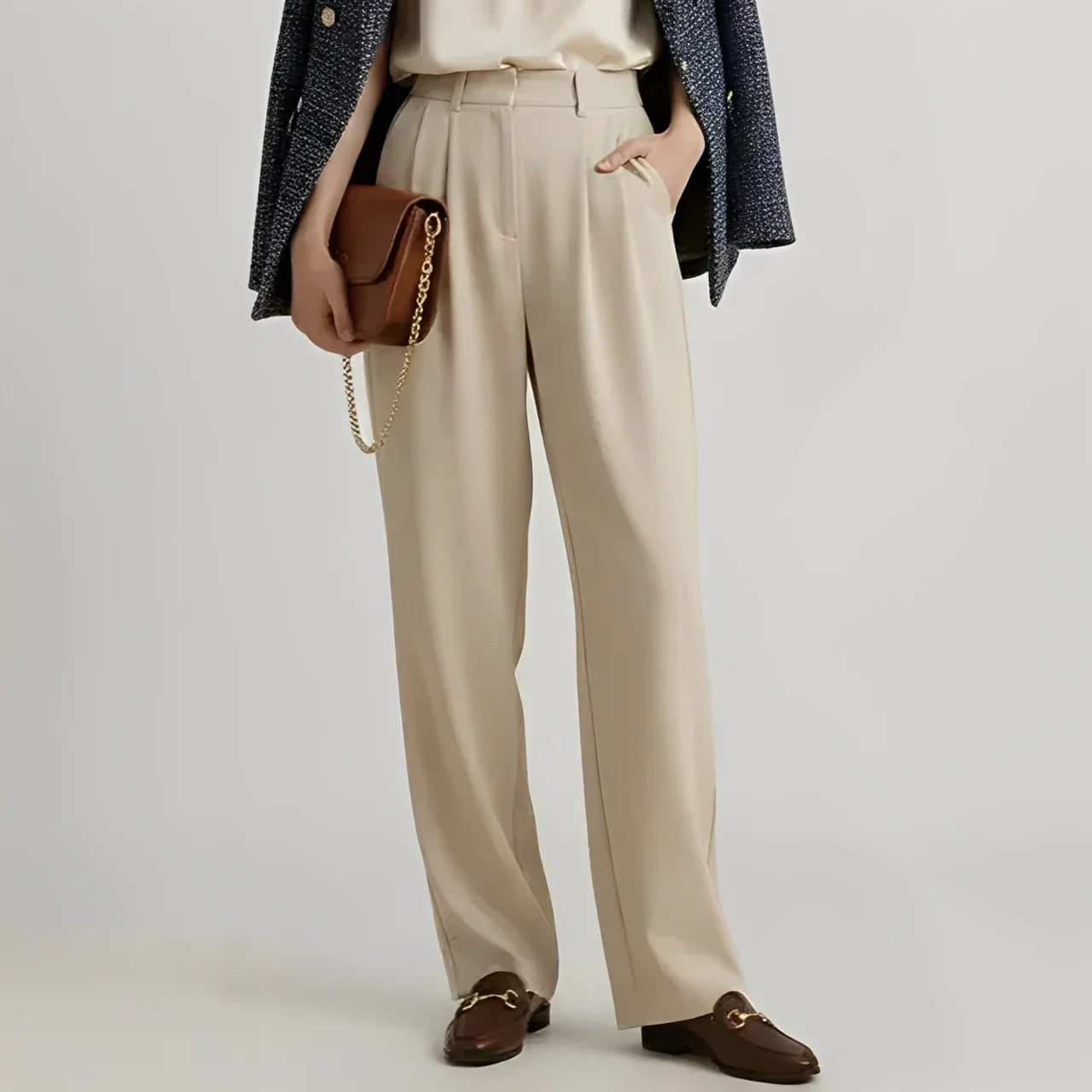 Elegant High Waist Suit Trouser