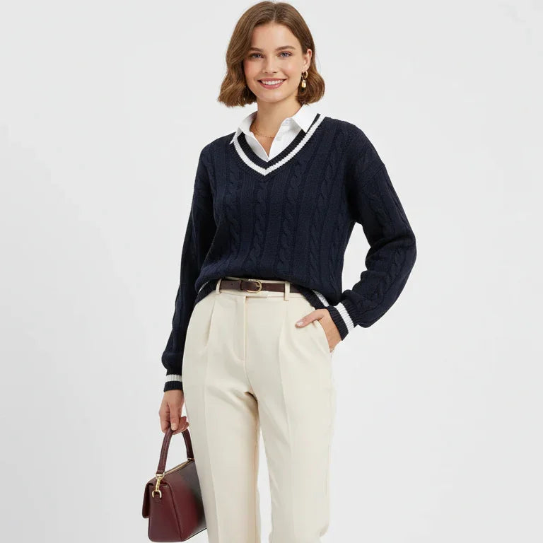 Elegant Knitted V-Neck Sweater