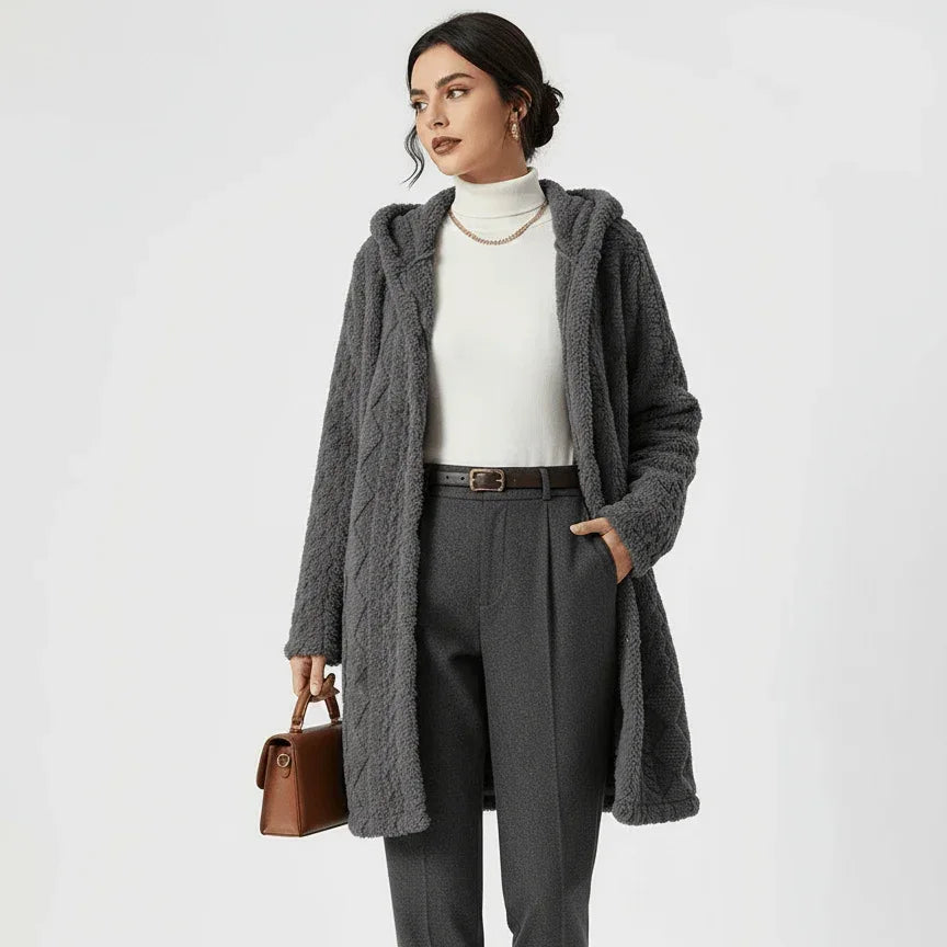Casual Plush Hooded Cardigan