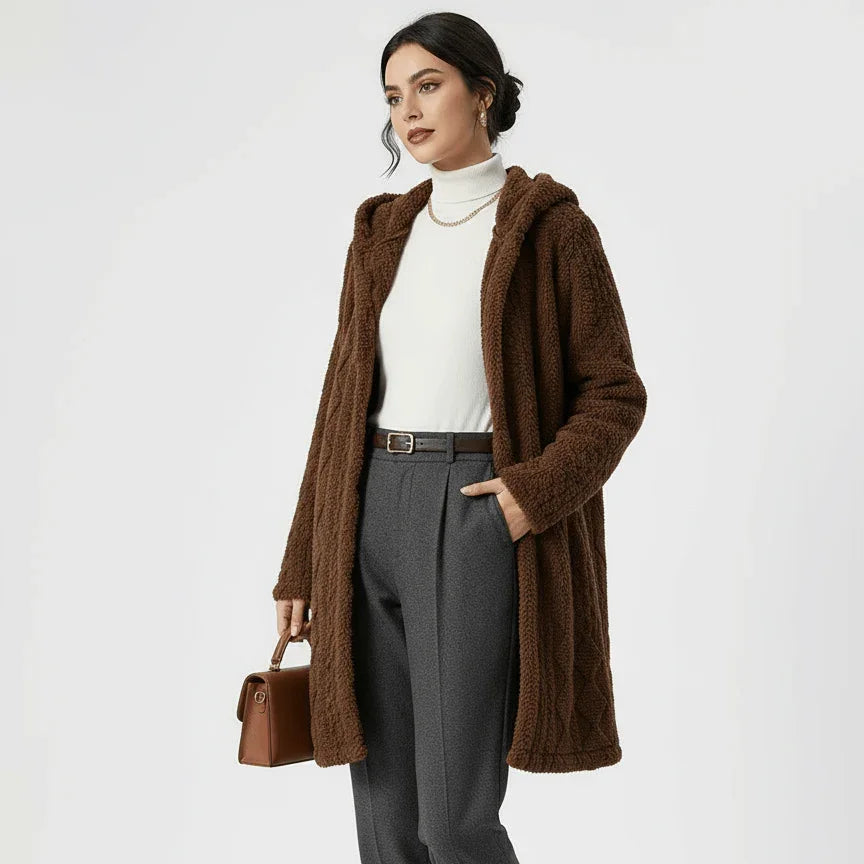 Casual Plush Hooded Cardigan