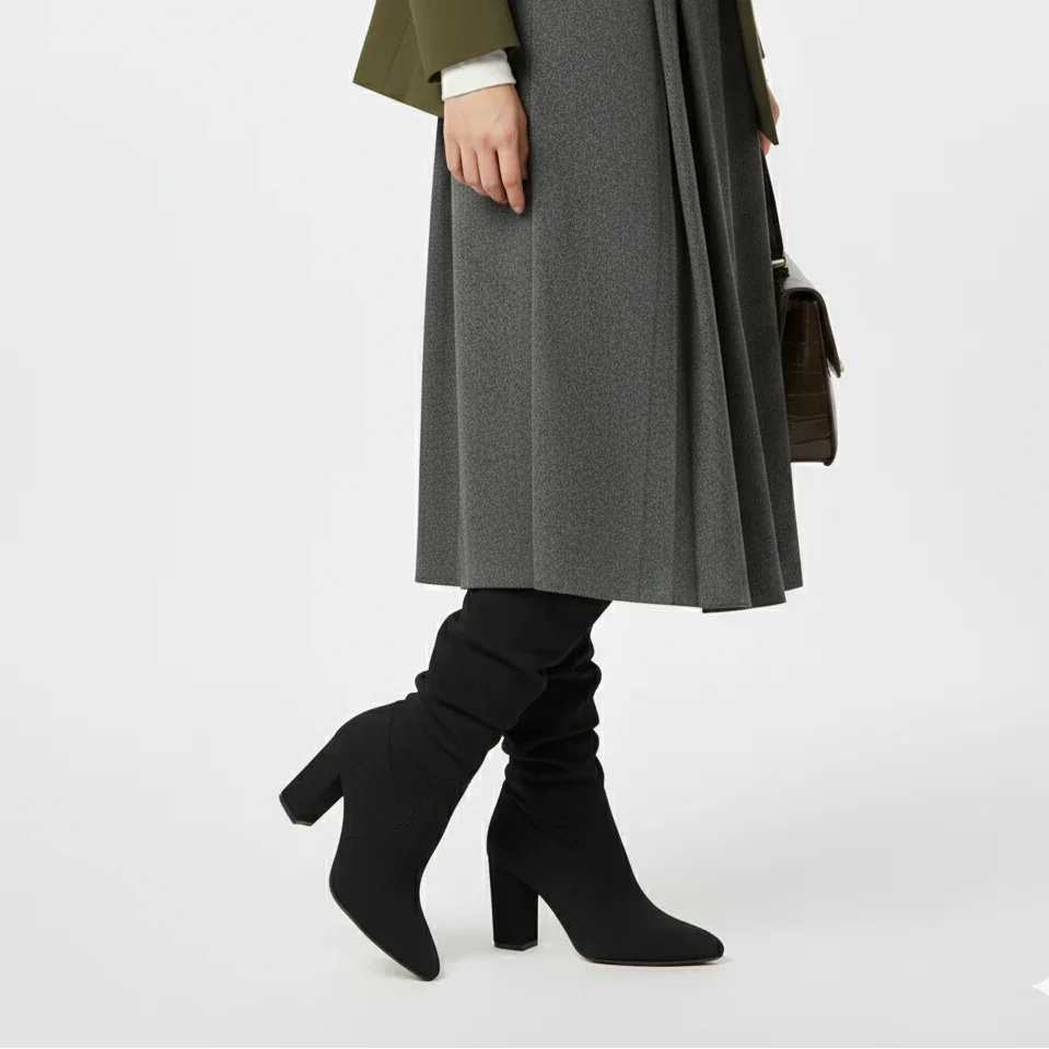 Premium Suede Finish Knee Boots