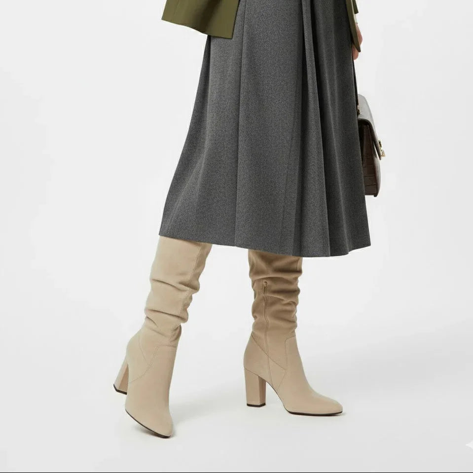 Premium Suede Finish Knee Boots