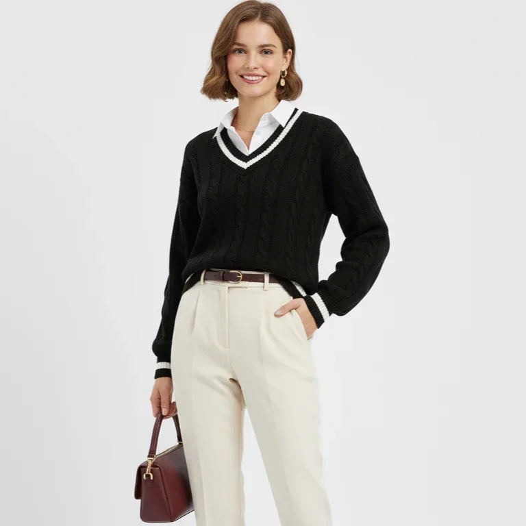 Elegant Knitted V-Neck Sweater