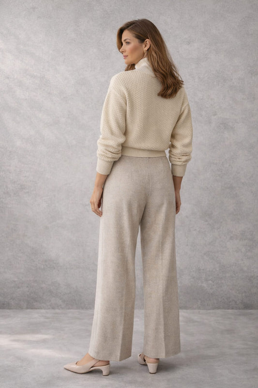 Cambridge Cropped Button Cardigan in Beige